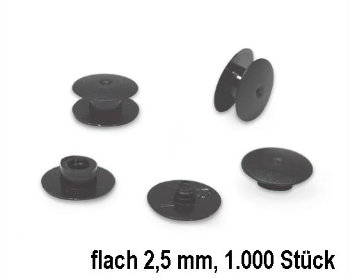 Kunststoff-Drucknieten flach, schwarz, 1000