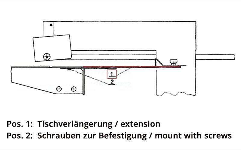 Tischverlängerung für Grafcut X-14 Elektrohefter