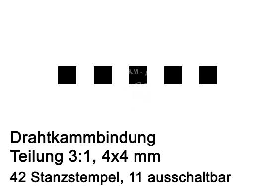JBI AlphaDoc Stanzwerkzeug 3:1, 4x4mm, 11 absch