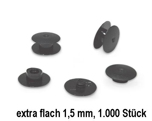 Kunststoff-Drucknieten extra flach, schwarz, 1000