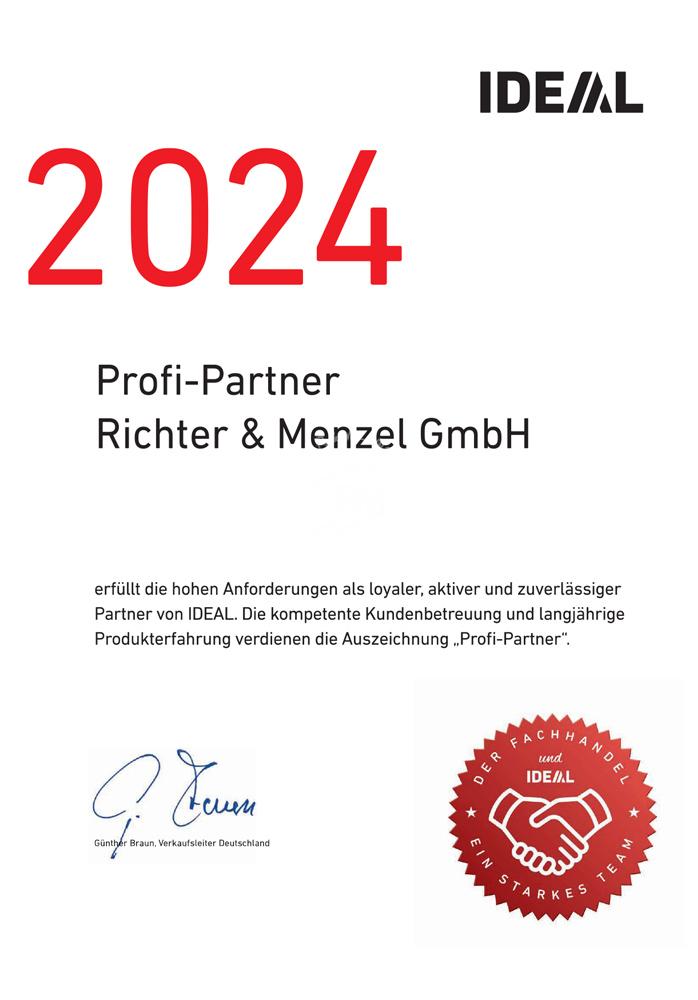 Zertifikat IDEAL Profi Partner 2024