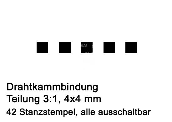 JBI AlphaDoc Stanzwerkzeug 3:1, 4x4mm, 42 absch